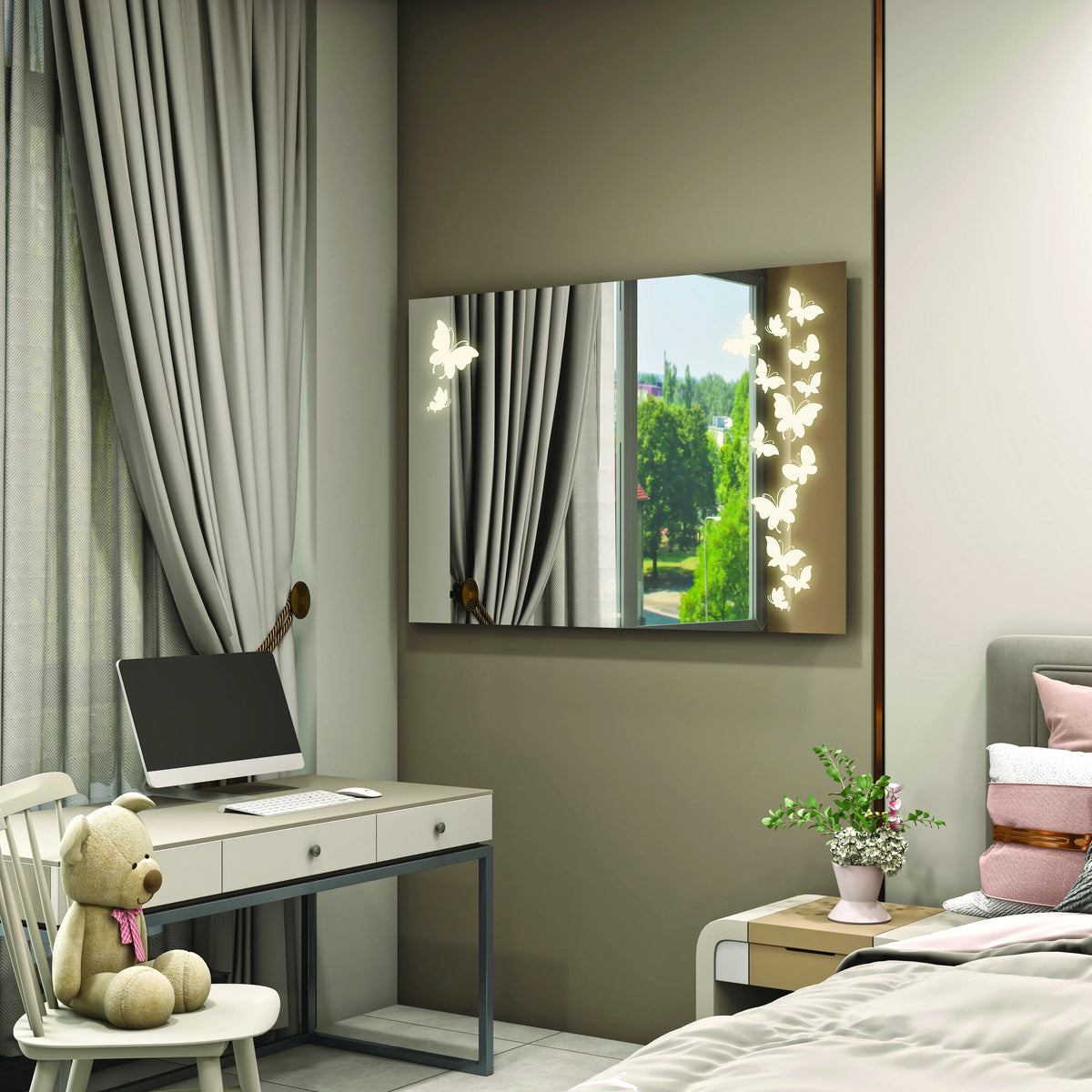LED Mirror 10  Butterfly LED Bathroom Mirror Horizontal