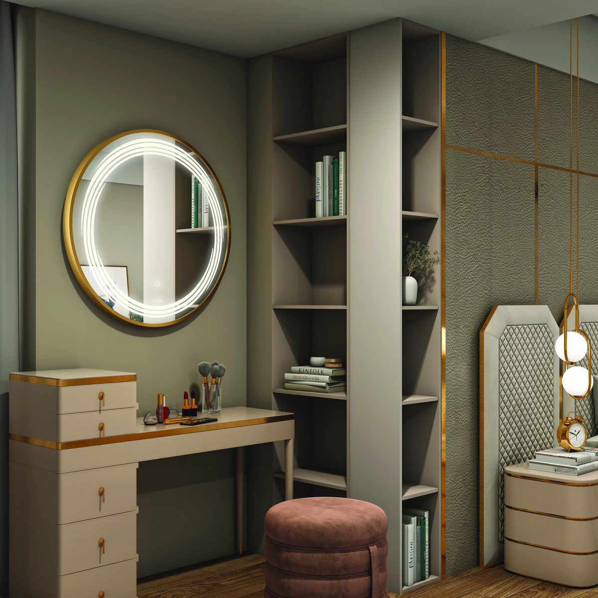 LED Mirror 027 – Spiral Ring Round LED Bathroom Mirror