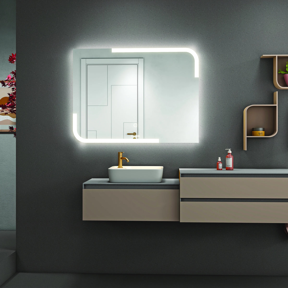 LED Mirror 14  Capsule Edge Backlit LED Light Bathroom Mirror