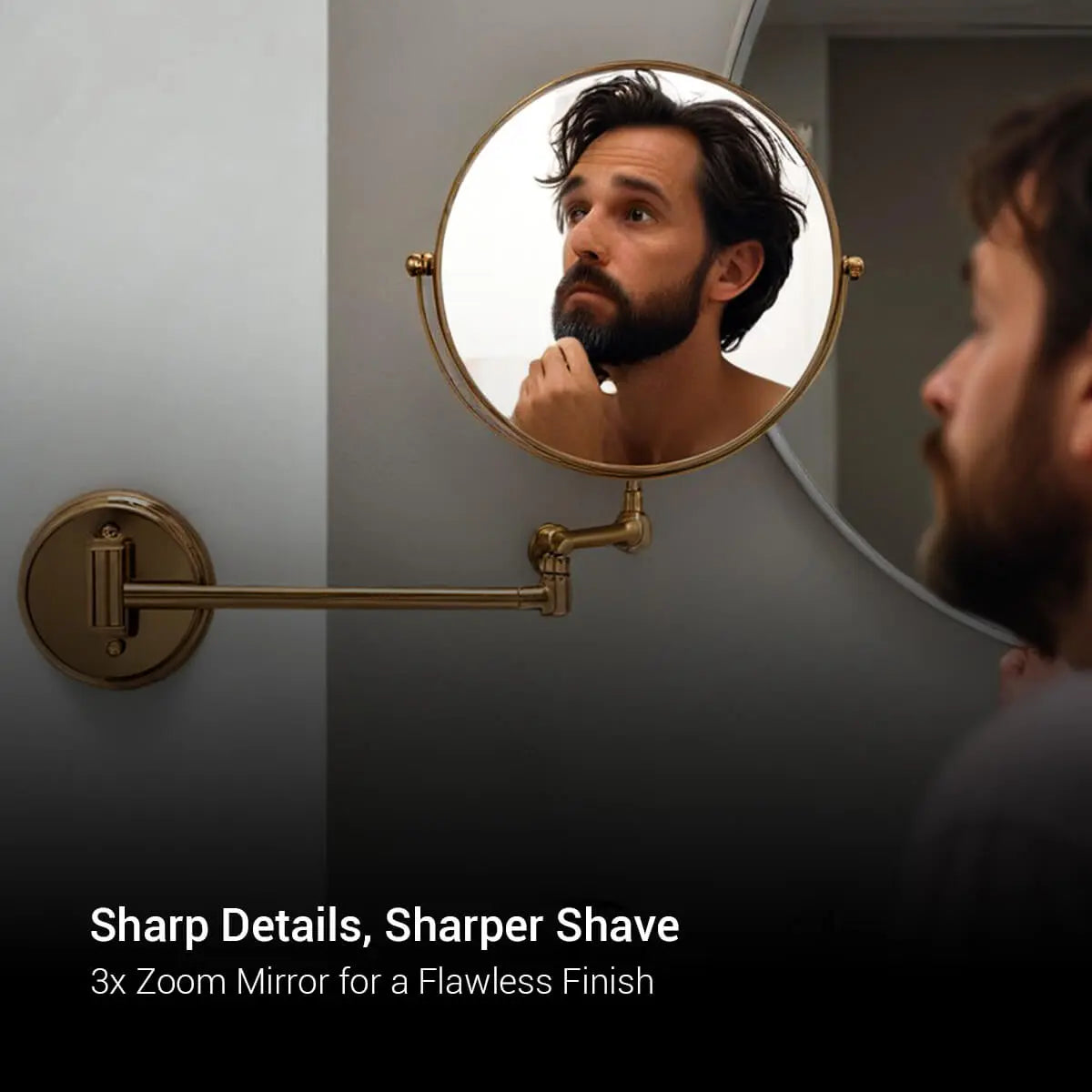 Round Shaving Mirror | 3X Magnification | Adjustable Arm