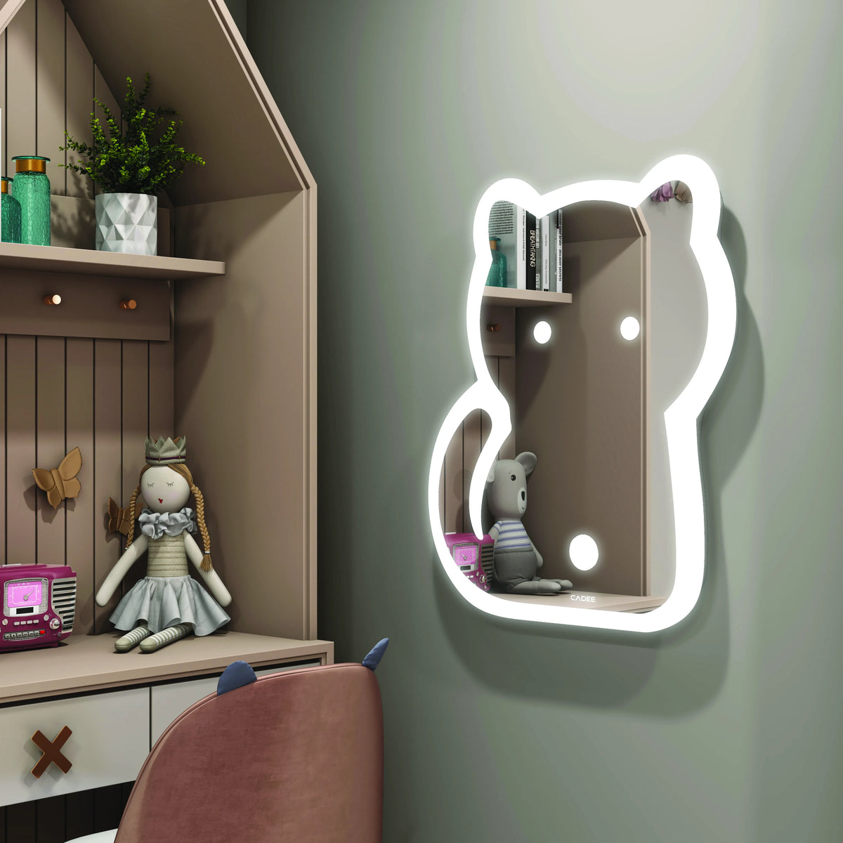 LED Mirror 38 – Cat Shape Kids LED Bathroom Mirror
