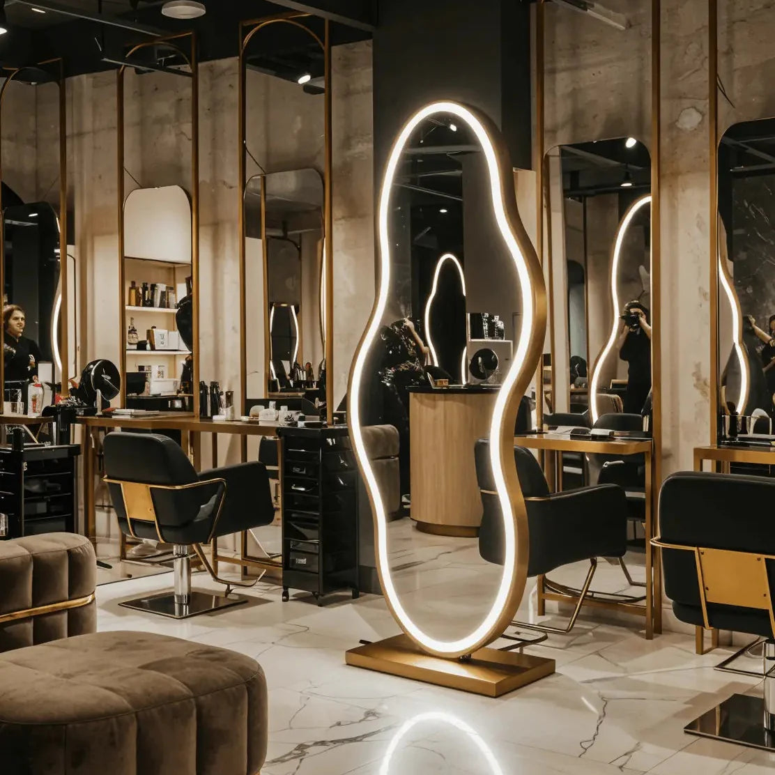 Self Standing Mirror with Base | SS304 | Wavy